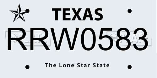 RRW0583 Texas License Plate