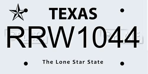 RRW1044 Texas License Plate