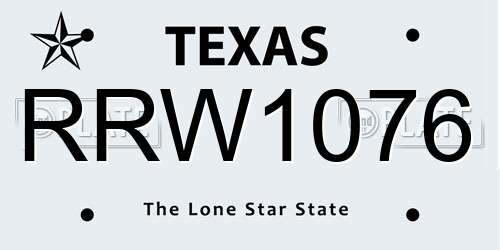 RRW1076 Texas License Plate