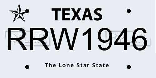 RRW1946 Texas License Plate