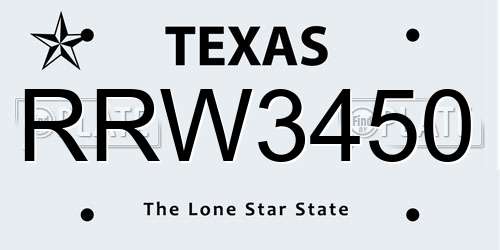 RRW3450 Texas License Plate