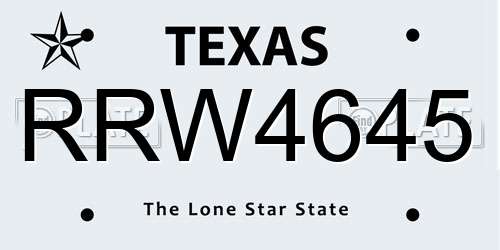 RRW4645 Texas License Plate