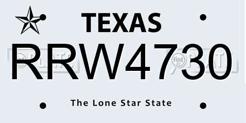 RRW4730 Texas License Plate