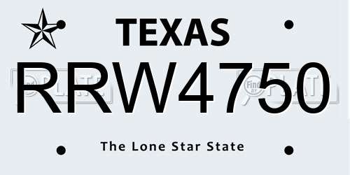 RRW4750 Texas License Plate