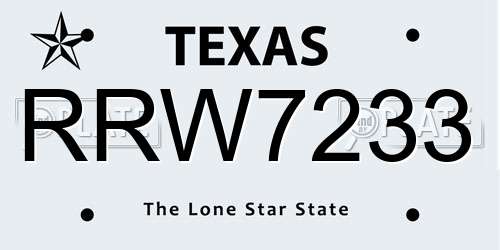 RRW7233 Texas License Plate