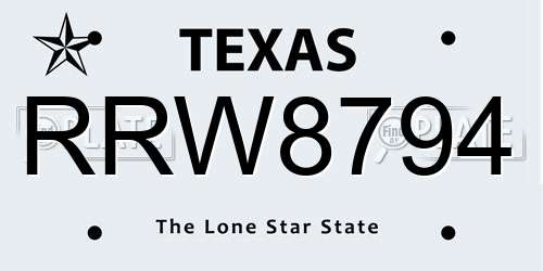 RRW8794 Texas License Plate
