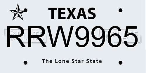 RRW9965 Texas License Plate