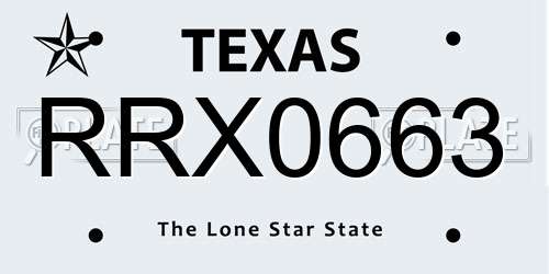 RRX0663 Texas License Plate