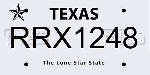 RRX1248 Texas License Plate