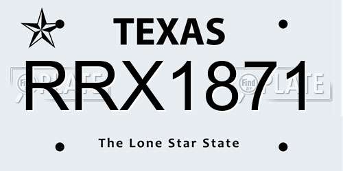 RRX1871 Texas License Plate