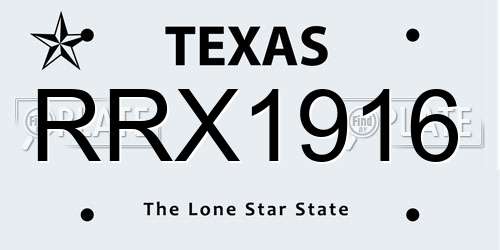 RRX1916 Texas License Plate