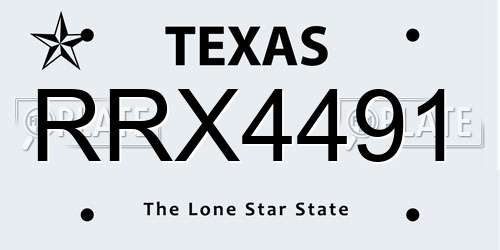 RRX4491 Texas License Plate