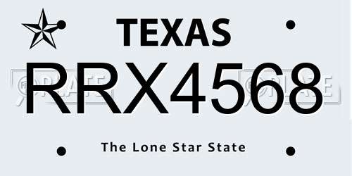 RRX4568 Texas License Plate