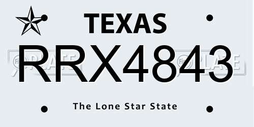 RRX4843 Texas License Plate