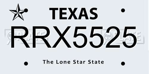 RRX5525 Texas License Plate