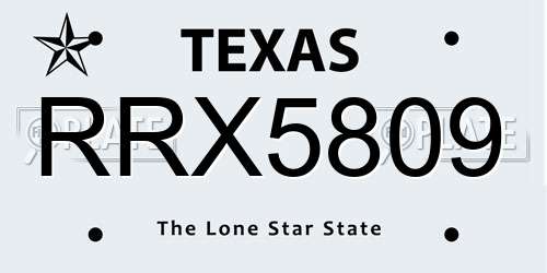 RRX5809 Texas License Plate