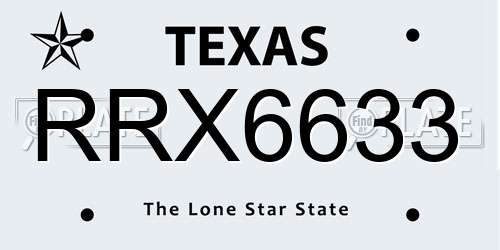 RRX6633 Texas License Plate