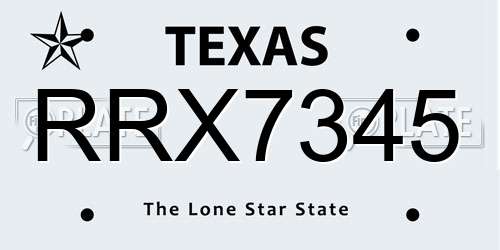 RRX7345 Texas License Plate