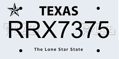 RRX7375 Texas License Plate