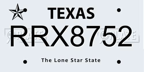 RRX8752 Texas License Plate