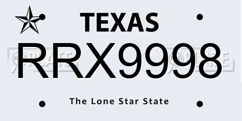 RRX9998 Texas License Plate