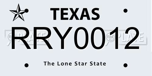 RRY0012 Texas License Plate