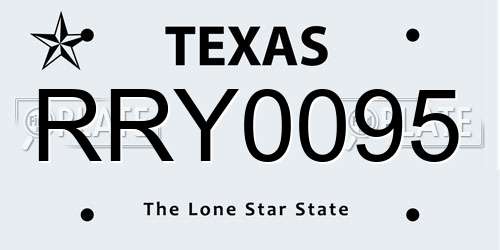 RRY0095 Texas License Plate