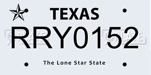 RRY0152 Texas License Plate