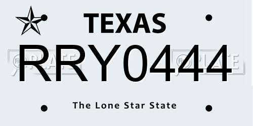 RRY0444 Texas License Plate