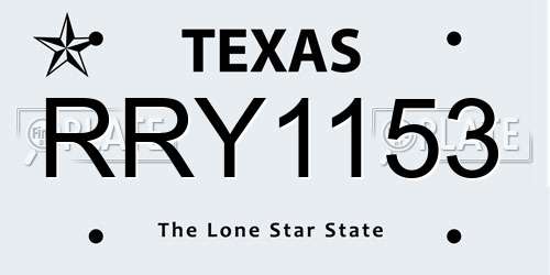 RRY1153 Texas License Plate