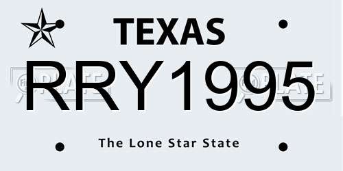 RRY1995 Texas License Plate
