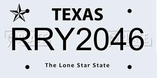 RRY2046 Texas License Plate