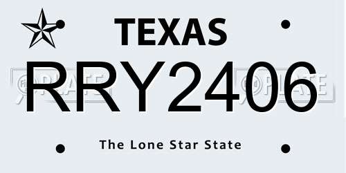 RRY2406 Texas License Plate