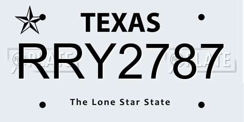 RRY2787 Texas License Plate