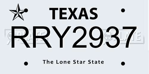 RRY2937 Texas License Plate