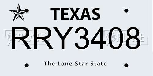RRY3408 Texas License Plate