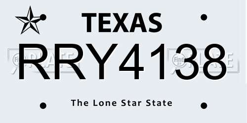 RRY4138 Texas License Plate