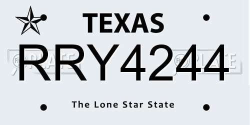 RRY4244 Texas License Plate