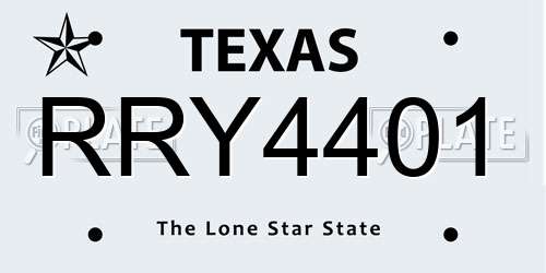 RRY4401 Texas License Plate