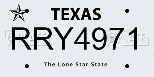 RRY4971 Texas License Plate