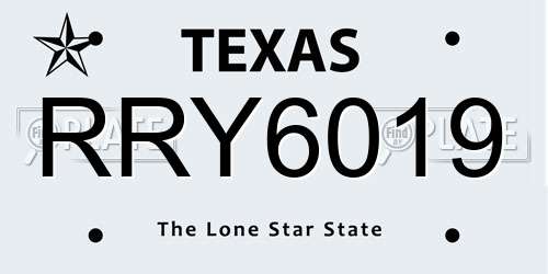 RRY6019 Texas License Plate