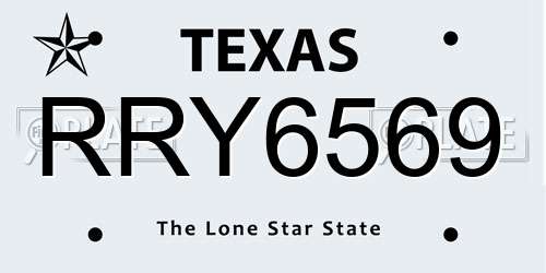 RRY6569 Texas License Plate
