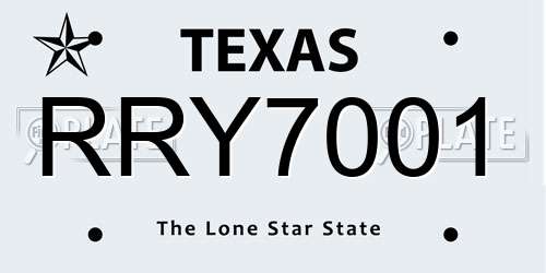 RRY7001 Texas License Plate