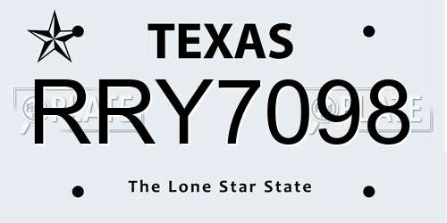 RRY7098 Texas License Plate