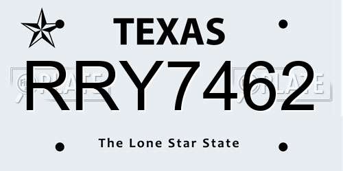 RRY7462 Texas License Plate