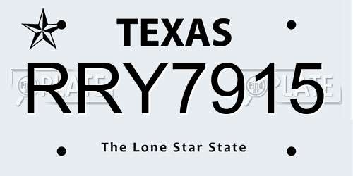 RRY7915 Texas License Plate