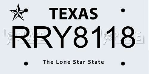 RRY8118 Texas License Plate