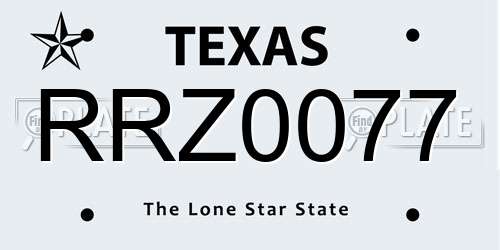 RRZ0077 Texas License Plate