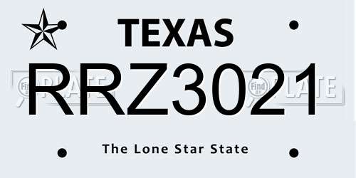 RRZ3021 Texas License Plate