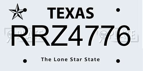RRZ4776 Texas License Plate
